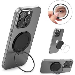 AUROX for Magsafe Base Phone Grip Magnetic Base R Stand Compatible with PopSocket, Magnetic Desk Phone Stand, Socket Grip Base for iPhone 16/15/14/13/12 Series, Compact Makeup Mirror, Black
