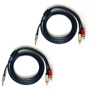 2Pack 3.5mm AUX to 2 Male RCA Adapter Audio Stereo Cable, RCA Y Adapter, 5ft/1.5m, Black
