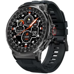 BAYMi V69 1.85" Round HD Luxury Military Smart Watch for Men, 100 Days Stand by 710mAh Powerfull Battery, Tactical Fitness Tracker, SMARTWATCH for Android iOS, 5ATM Waterproof