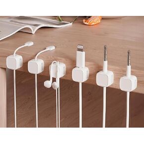 Cord Organizer Clips, 6 Pack Magnetic Cable Holder Organizer for Charger, Desk, Car, Home and Office, Under Desk, Adhesive Wire Holder Keeper Organizer for Home, Phone, Wall, Desktop, Nightstand