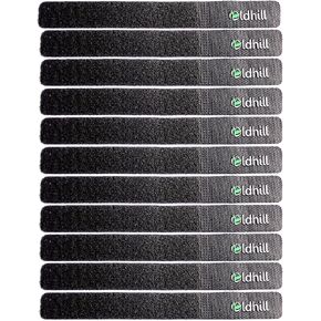 Hook and Loop Fastening Straps (50 Pack) - Black