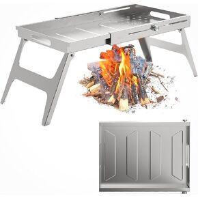 شواية شواء من الفولاذ المقاوم للصدأ، شواية لإشعال النار شديدة التحمل مع ارتفاع وحجم قابلين للتعديل (من 14.5 إلى 24.9 بوصة)، فولاذ مقاوم للصدأ قوي، أوتاد أرضية خصيصًا لتحقيق الثبات in Kuwait