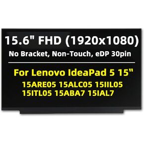 Replacement Screen Compatible with IdeaPad 5 15xxx05 15ARE05 15ALC05 15IIL05 15ITL05 15ABA7 15IAL7, FHD 1920x1080, IPS 30Pin, No Bracket, Non-Touch LCD Display Panel 5D10W69936 NV156FHM-N69