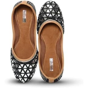 YASH & CO. Embellishment Mirror Work & Beads Mirror Design Jutti for Girls/Women | Ethnic Footwear of Mirror Work/Punjabi Jutti Mojari