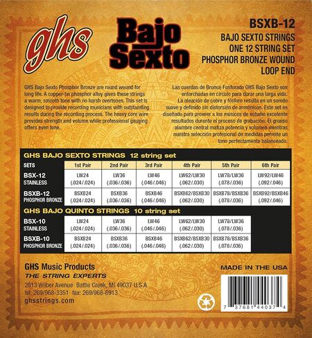 سلاسل GHS GHS فوسفور برونزية Bajo Quinto Strings-Loop End (BSXB-10) in Kuwait
