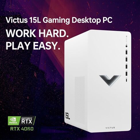 HP Victus Ultimate i7 Gaming Tower Desktop, Intel Core i7-13700, GeForce RTX 4060, 32GB RAM, 1TB SSD, Wi-Fi, RJ-45, HDMI, Wired KB & Mouse, Windows 11 Pro, White with 512 External SSD Bundle in Saudi Arabia