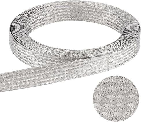 UNICRAFTALE 4m Stainless Steel Braided Tape Expandable Braided Cable Sleeve Knitting Scalable Network Ribbon Flat Wire Sleeve Cord Protector Wire for Protect Cable Wide:14mm in Saudi Arabia