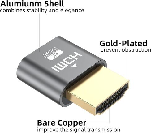 HDMI Dummy Plug 4K، 3 حزم محاكي عرض الشاشة الافتراضية، محول HDMI بدون رأس يدعم ما يصل إلى 3840x2160@60 هرتز، 1920x1080P متوافق مع أنظمة التشغيل Windows وMac OS وLinux in Kuwait