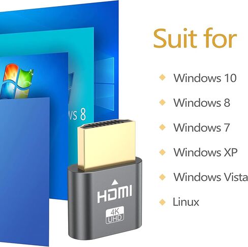 HDMI Dummy Plug 4K، 3 حزم محاكي عرض الشاشة الافتراضية، محول HDMI بدون رأس يدعم ما يصل إلى 3840x2160@60 هرتز، 1920x1080P متوافق مع أنظمة التشغيل Windows وMac OS وLinux in Kuwait