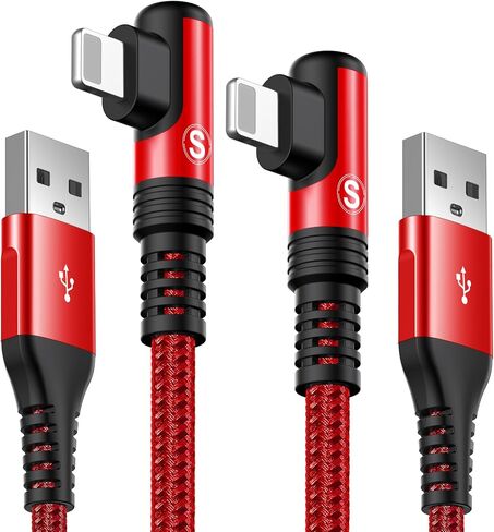 Right Angle i Phone Charger Cable 2-Pack, 6.6FT, [Apple MFi Certified] Ligtning Cable Fast Charging Nylon Braided Compatible with iPhone 14/13/12/11 Pro Max/XS MAX/XR/XS/X/8/7/Plus/6S/6/SE/5S/i Pad in Saudi Arabia