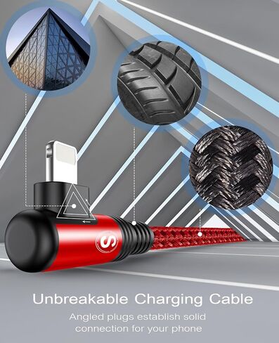 Right Angle i Phone Charger Cable 2-Pack, 6.6FT, [Apple MFi Certified] Ligtning Cable Fast Charging Nylon Braided Compatible with iPhone 14/13/12/11 Pro Max/XS MAX/XR/XS/X/8/7/Plus/6S/6/SE/5S/i Pad in Saudi Arabia
