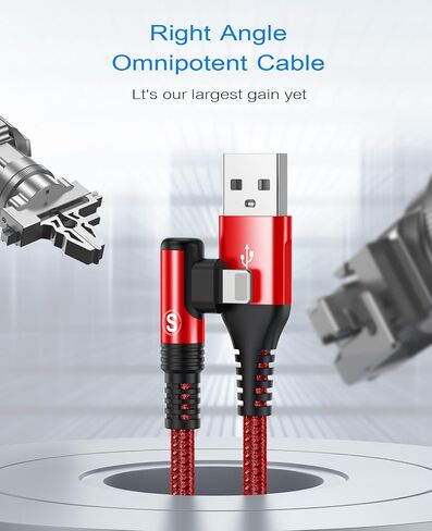 Right Angle i Phone Charger Cable 2-Pack, 6.6FT, [Apple MFi Certified] Ligtning Cable Fast Charging Nylon Braided Compatible with iPhone 14/13/12/11 Pro Max/XS MAX/XR/XS/X/8/7/Plus/6S/6/SE/5S/i Pad in Saudi Arabia