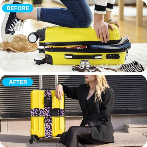 Cherry Blossoms Luggage Straps for Suitcases TSA Approved, Luggage Identifiers for Suitcase, Adjustable Suitcase Strap for Baggage Security with Cute Patten, Travel Necessary Accessories (2Pack) in Saudi Arabia