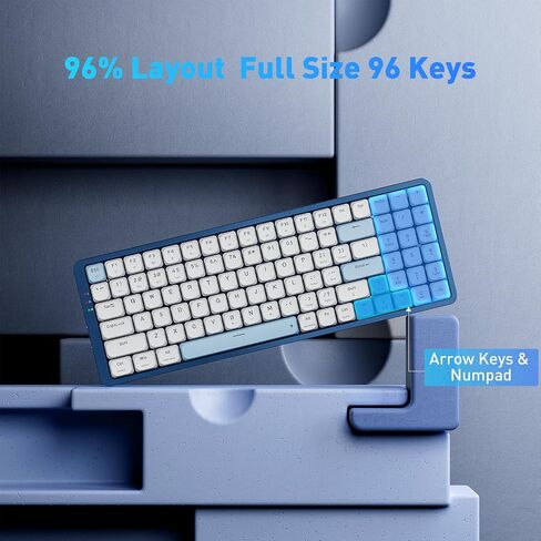 Mechanical Keyboard Wireless, 3-Modes Bluetooth Mechanical Keyboard, Software Support, 96 Keys with Numpad Arrow Keys, for Windows Mac Android Linux, Keyboard Low Profile Red Switch, K684 in Saudi Arabia