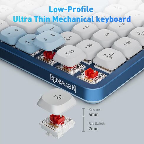 Mechanical Keyboard Wireless, 3-Modes Bluetooth Mechanical Keyboard, Software Support, 96 Keys with Numpad Arrow Keys, for Windows Mac Android Linux, Keyboard Low Profile Red Switch, K684 in Saudi Arabia