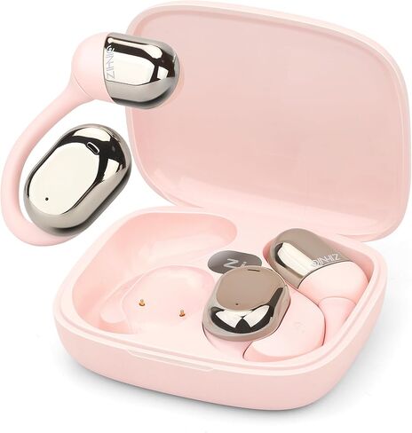 سماعات أذن مفتوحة من ZIHNIC S05، راحة طوال اليوم، بطارية 28 ساعة مع ارتداء طويل، مقاومة للماء IPX5، متوافقة مع أجهزة بلوتوث مختلفة - وردي in Kuwait