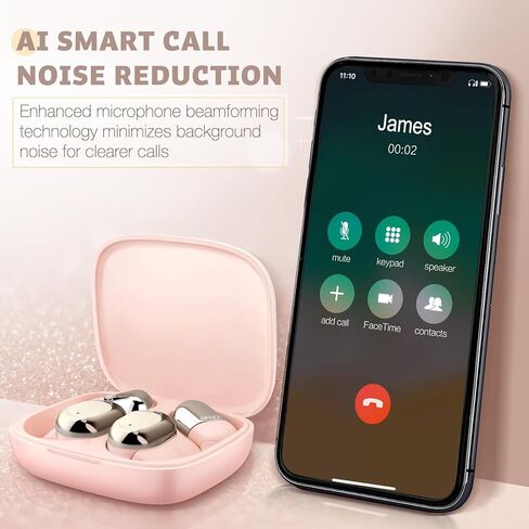 سماعات أذن مفتوحة من ZIHNIC S05، راحة طوال اليوم، بطارية 28 ساعة مع ارتداء طويل، مقاومة للماء IPX5، متوافقة مع أجهزة بلوتوث مختلفة - وردي in Kuwait