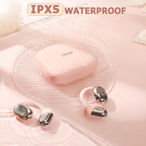 سماعات أذن مفتوحة من ZIHNIC S05، راحة طوال اليوم، بطارية 28 ساعة مع ارتداء طويل، مقاومة للماء IPX5، متوافقة مع أجهزة بلوتوث مختلفة - وردي in Kuwait