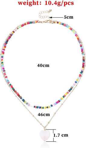2-3Pcs Bohemian Rainbow Butterfly Star Shell Beaded Choker Necklace for Women Teen Girl Layered Colorful Boho Stacking Pentagram Seeds Chain Necklace Retro Summer Beach Jewelry in Saudi Arabia