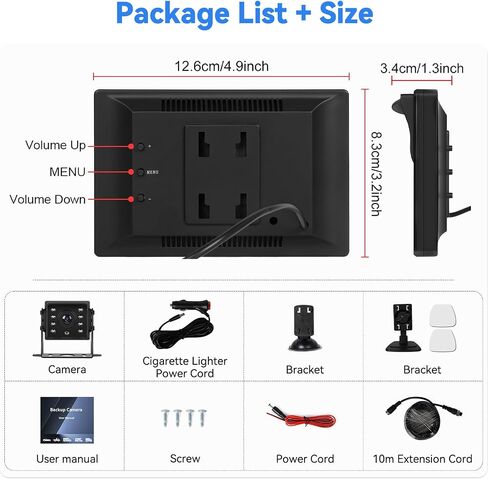 Wired Backup Camera Monitor Car RV System 5 inch IPS Screen Monitor IP68 Reverse Camera AHD Rear View Camera Waterproof Infrared Night Vision Stable Signal in Saudi Arabia