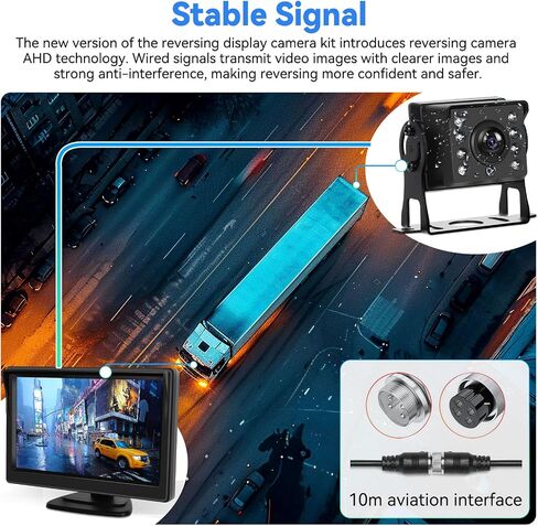 Wired Backup Camera Monitor Car RV System 5 inch IPS Screen Monitor IP68 Reverse Camera AHD Rear View Camera Waterproof Infrared Night Vision Stable Signal in Saudi Arabia
