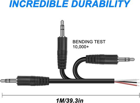 MEIRIYFA 3.5mm Male Plug to Bare Wire Stereo Audio Cable, 1/8" 3.5mm TRRS 4 Pole Plug Pigtail Open End Audio Cable for Headphone Headset Speaker Replacement Cable Repair (5Pack, 1M) (TRRS Male) in Saudi Arabia