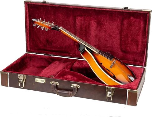 علبة خشبية مستطيلة الشكل من Crossrock تناسب طراز F-Style Mandolin-Vintage Brown (CRW620MFBR-R) in Saudi Arabia