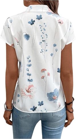 GORGLITTER Women's Floral Print Mock Neck Blouse Tops Dolman Sleeve Button Detail Blouses in Saudi Arabia