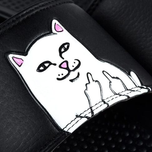 شرائح RIPNDIP Lord Nermal، شباشب للصيف، أحذية سهلة الارتداء، صنادل مضحكة للقطط للرجال (أسود، رجالي 8 | نسائي 9.5) in Saudi Arabia