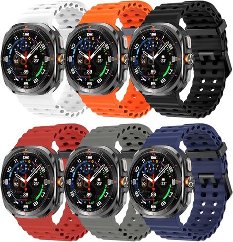 أحزمة سيليكون رياضية متوافقة مع ساعة Samsung Galaxy Watch Ultra 47 مم (2024)، سوار معصم مسامي مقاوم للماء وحزام سيليكون ناعم بديل للنساء والرجال in Kuwait
