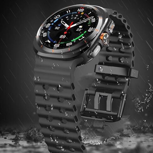أحزمة سيليكون رياضية متوافقة مع ساعة Samsung Galaxy Watch Ultra 47 مم (2024)، سوار معصم مسامي مقاوم للماء وحزام سيليكون ناعم بديل للنساء والرجال in Kuwait