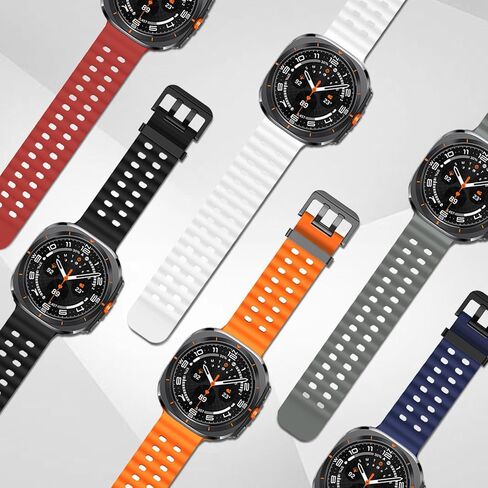 أحزمة سيليكون رياضية متوافقة مع ساعة Samsung Galaxy Watch Ultra 47 مم (2024)، سوار معصم مسامي مقاوم للماء وحزام سيليكون ناعم بديل للنساء والرجال in Kuwait