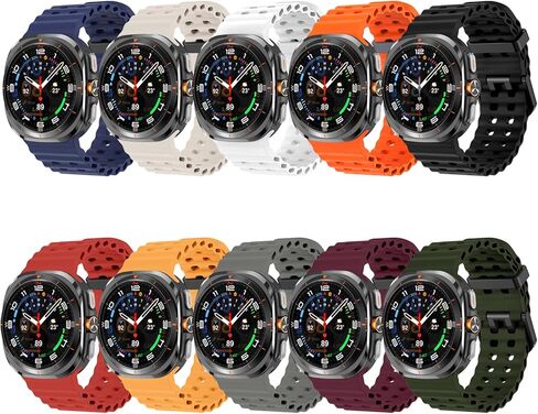 أحزمة سيليكون رياضية متوافقة مع ساعة Samsung Galaxy Watch Ultra 47 مم (2024)، سوار معصم مسامي مقاوم للماء وحزام سيليكون ناعم بديل للنساء والرجال in Kuwait
