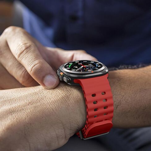 أحزمة سيليكون رياضية متوافقة مع ساعة Samsung Galaxy Watch Ultra 47 مم (2024)، سوار معصم مسامي مقاوم للماء وحزام سيليكون ناعم بديل للنساء والرجال in Kuwait