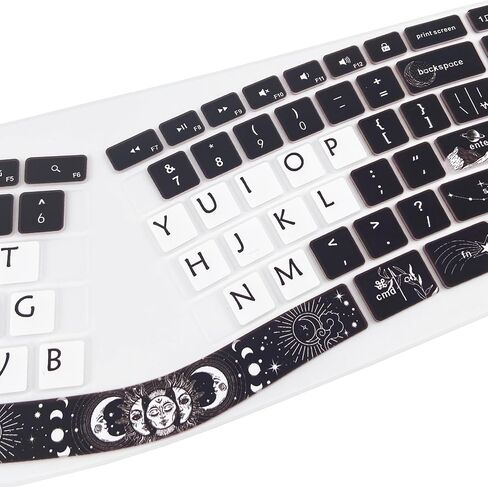 غطاء لوحة المفاتيح السيليكون اللطيف للوحة المفاتيح المريحة اللاسلكية Logitech Ergo K860، US Layou، Sun and Moon in Kuwait