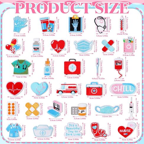 Yuxung 48 Pcs Nurse's Day Embroidered Patches Nursing Sew Iron on Applique Cute Medical Patch Decorative Repair Patch Emblem Nurse's Day Gifts DIY Crafts Accessories for Clothing Jacket Backpack Hat in Saudi Arabia