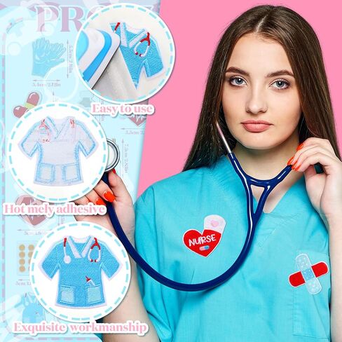 Yuxung 48 Pcs Nurse's Day Embroidered Patches Nursing Sew Iron on Applique Cute Medical Patch Decorative Repair Patch Emblem Nurse's Day Gifts DIY Crafts Accessories for Clothing Jacket Backpack Hat in Saudi Arabia