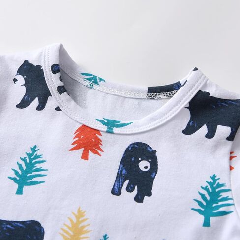 Kulcerry Infant Baby Boy Clothes Suits Long Sleeve Animal Print Tops Suspender Pants Outfit Sets in Saudi Arabia