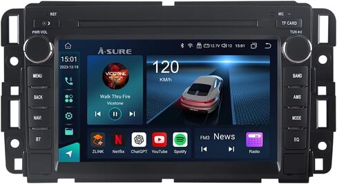 ASURE راديو ستيريو للسيارة مقاس 7 بوصات لسيارة Chevy Silverado GMC Sierra Yukon 2007-2013، 8Core 4G+64G Android وحدة ملاحة GPS مع Carplay اللاسلكي، Android Auto، 1280x720 HD مشغل فيديو الوسائط المتعددة بشاشة تعمل باللمس in Saudi Arabia