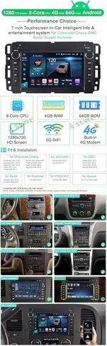 ASURE راديو ستيريو للسيارة مقاس 7 بوصات لسيارة Chevy Silverado GMC Sierra Yukon 2007-2013، 8Core 4G+64G Android وحدة ملاحة GPS مع Carplay اللاسلكي، Android Auto، 1280x720 HD مشغل فيديو الوسائط المتعددة بشاشة تعمل باللمس in Saudi Arabia