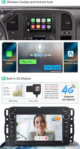 ASURE راديو ستيريو للسيارة مقاس 7 بوصات لسيارة Chevy Silverado GMC Sierra Yukon 2007-2013، 8Core 4G+64G Android وحدة ملاحة GPS مع Carplay اللاسلكي، Android Auto، 1280x720 HD مشغل فيديو الوسائط المتعددة بشاشة تعمل باللمس in Saudi Arabia