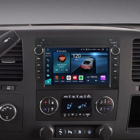 ASURE راديو ستيريو للسيارة مقاس 7 بوصات لسيارة Chevy Silverado GMC Sierra Yukon 2007-2013، 8Core 4G+64G Android وحدة ملاحة GPS مع Carplay اللاسلكي، Android Auto، 1280x720 HD مشغل فيديو الوسائط المتعددة بشاشة تعمل باللمس in Saudi Arabia