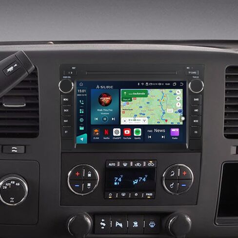 ASURE راديو ستيريو للسيارة مقاس 7 بوصات لسيارة Chevy Silverado GMC Sierra Yukon 2007-2013، 8Core 4G+64G Android وحدة ملاحة GPS مع Carplay اللاسلكي، Android Auto، 1280x720 HD مشغل فيديو الوسائط المتعددة بشاشة تعمل باللمس in Saudi Arabia