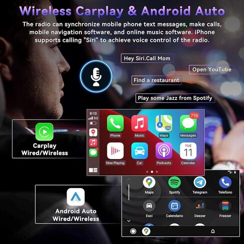 【4+64】 راديو سيارة لسيارة Subaru Forester 2002-2008، ستيريو Android 12 مع CarPlay اللاسلكي وAndroid Auto، يدعم GPS/Bluetooth5.2/SWC/WiFi/FM/كاميرا احتياطية/MIC/EQ/DSP/شاشة مقسمة in Kuwait