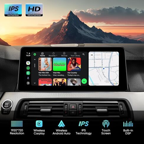 ستيريو سيارة 12.3 بوصة لسيارة BMW 5 Series F10 F11 (2013-2016) نظام NBT، CarPlay اللاسلكي Android Auto Bluetooth IPS شاشة تعمل باللمس 1920 * 720p ترقية راديو المصنع in Kuwait