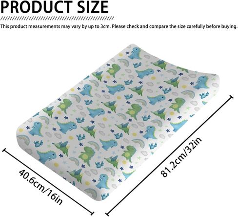 Dinosaur Rainbow Diaper Changing Pad Cover Sheets for Boy Girl 32''x16'' Cartoon Dino Sun Star Cactus Mountain Unisex Fitted Changing Table Covers Comfort Soft Breathable Baby Changing Table Mats in Saudi Arabia