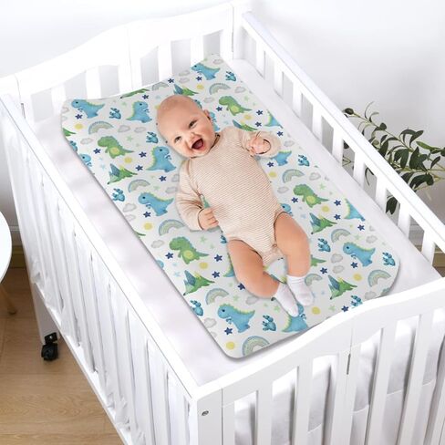 Dinosaur Rainbow Diaper Changing Pad Cover Sheets for Boy Girl 32''x16'' Cartoon Dino Sun Star Cactus Mountain Unisex Fitted Changing Table Covers Comfort Soft Breathable Baby Changing Table Mats in Saudi Arabia