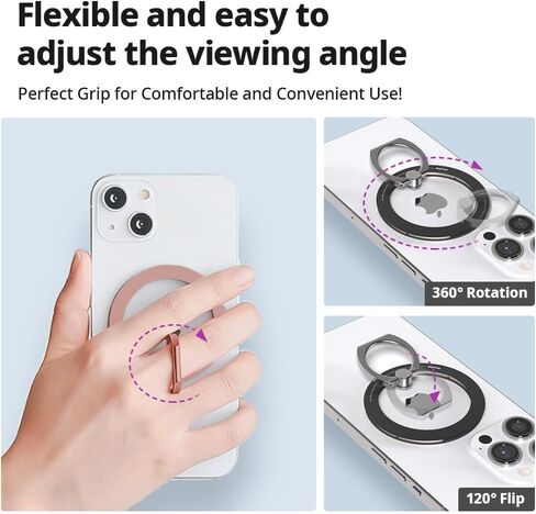 iRing Magnetic Phone Grip Ring Holder for MagSafe, Kickstand Grip for MagSafe, Wireless Charging Compatible with iPhone 15 14 13 12, Mag Safe Accessories_Rose Gold with Rose Gold Ring in Saudi Arabia