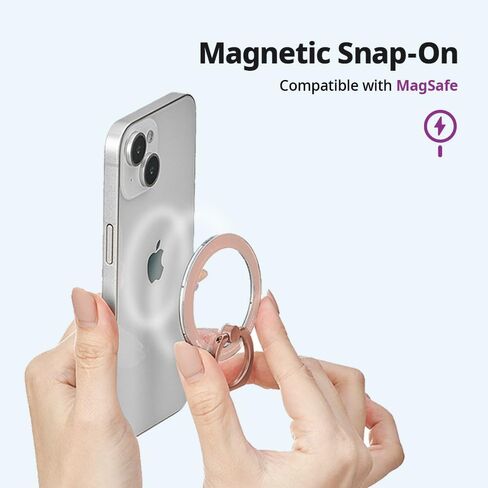 iRing Magnetic Phone Grip Ring Holder for MagSafe, Kickstand Grip for MagSafe, Wireless Charging Compatible with iPhone 15 14 13 12, Mag Safe Accessories_Rose Gold with Rose Gold Ring in Saudi Arabia