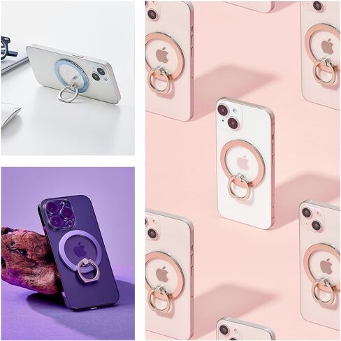 iRing Magnetic Phone Grip Ring Holder for MagSafe, Kickstand Grip for MagSafe, Wireless Charging Compatible with iPhone 15 14 13 12, Mag Safe Accessories_Rose Gold with Rose Gold Ring in Saudi Arabia